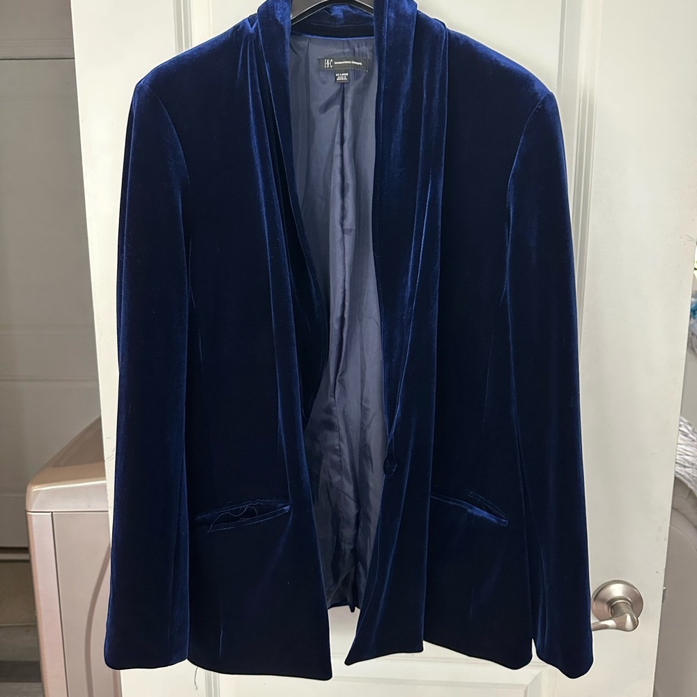 Incoco Blue Velvet Blazer Tailored Suit Jacket